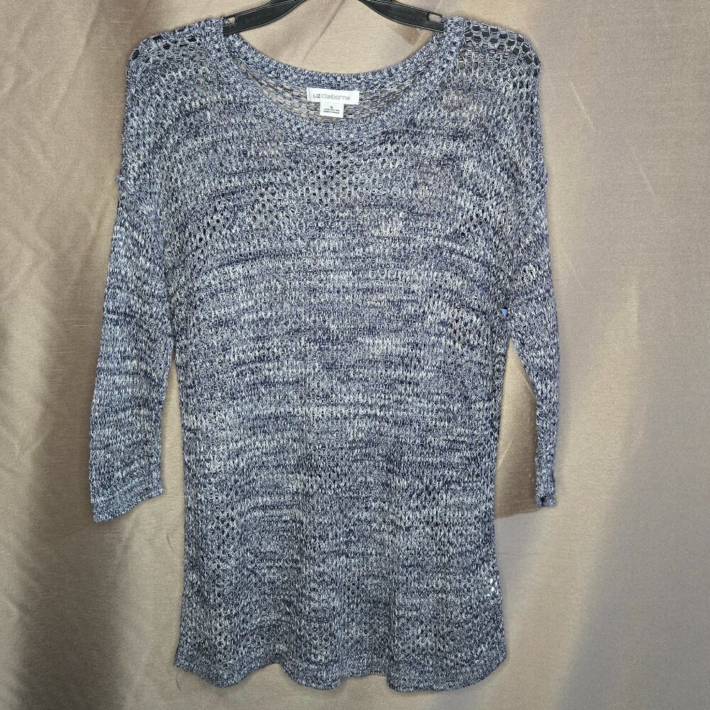 Liz Claiborne, Blue, Cream, Sweater, Size: S